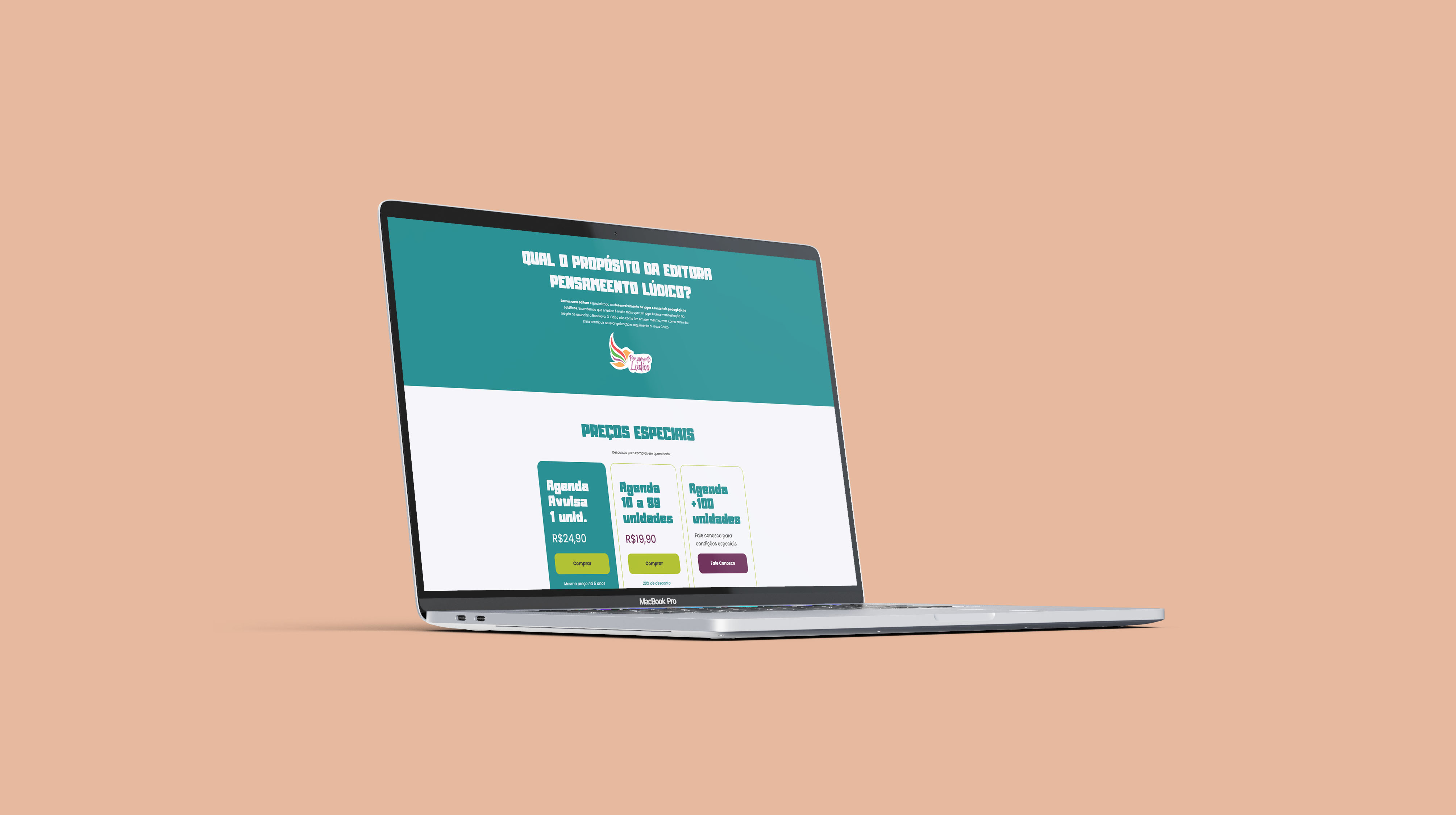 Design da seção "Preços Especiais" da landing page da Agenda do Catequista 2027, editora Pensamento Lúdico
